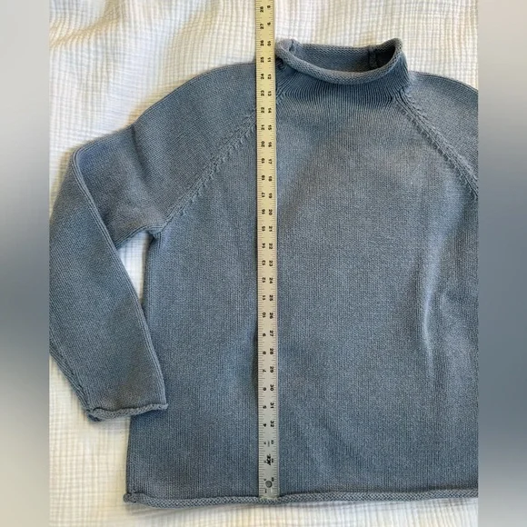 J. Crew Light Blue Roll Neck Cotton Sweater - Picture 4 of 7